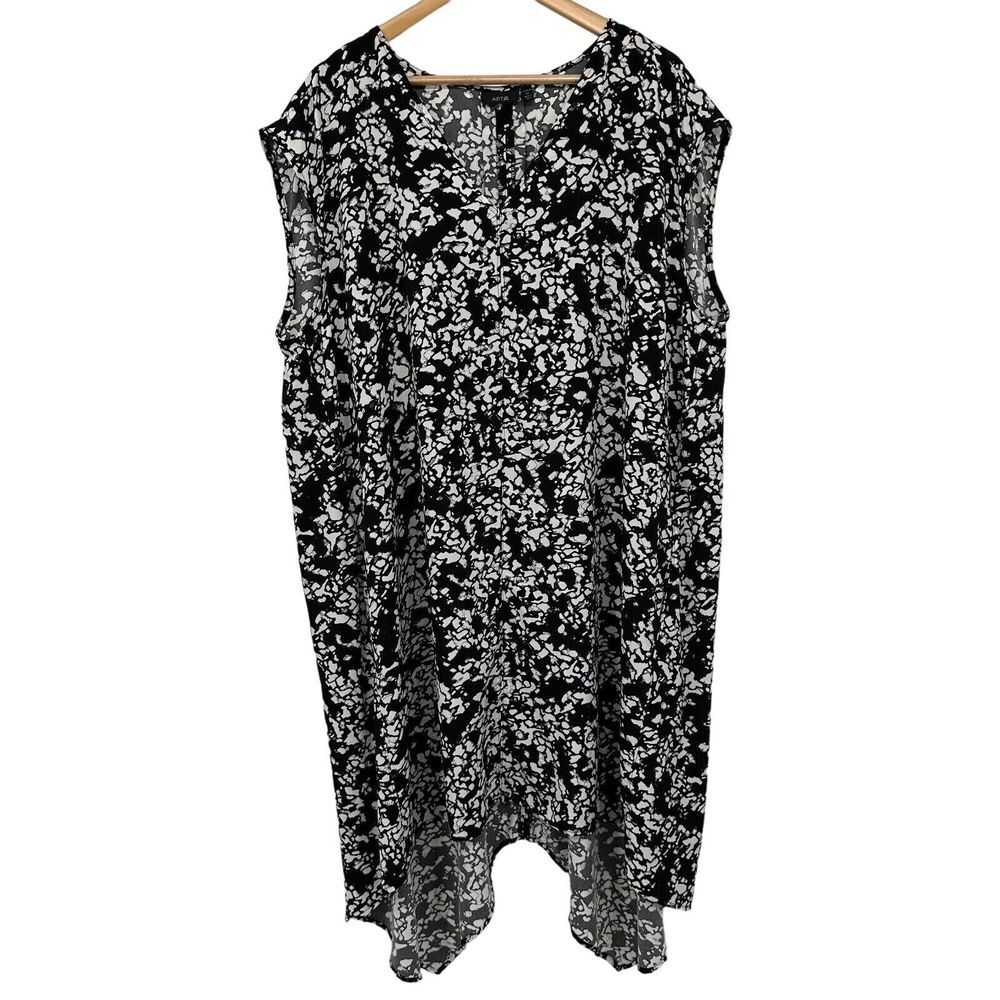 Apt 9 Dress Plus Size 3X Womens Black White‎ Pockets Asymmetric Hem Sleeveless